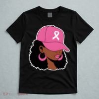 Breast Cancer Awareness Black Woman Pink Ribbon T-Shirt thumb 5