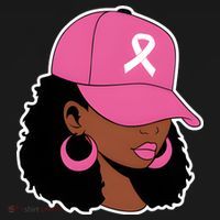 Breast Cancer Awareness Black Woman Pink Ribbon T-Shirt thumb 7
