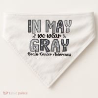 Brain Cancer Awareness Month In May We Wear Gray USA-Made Doggie Bandana thumb 0