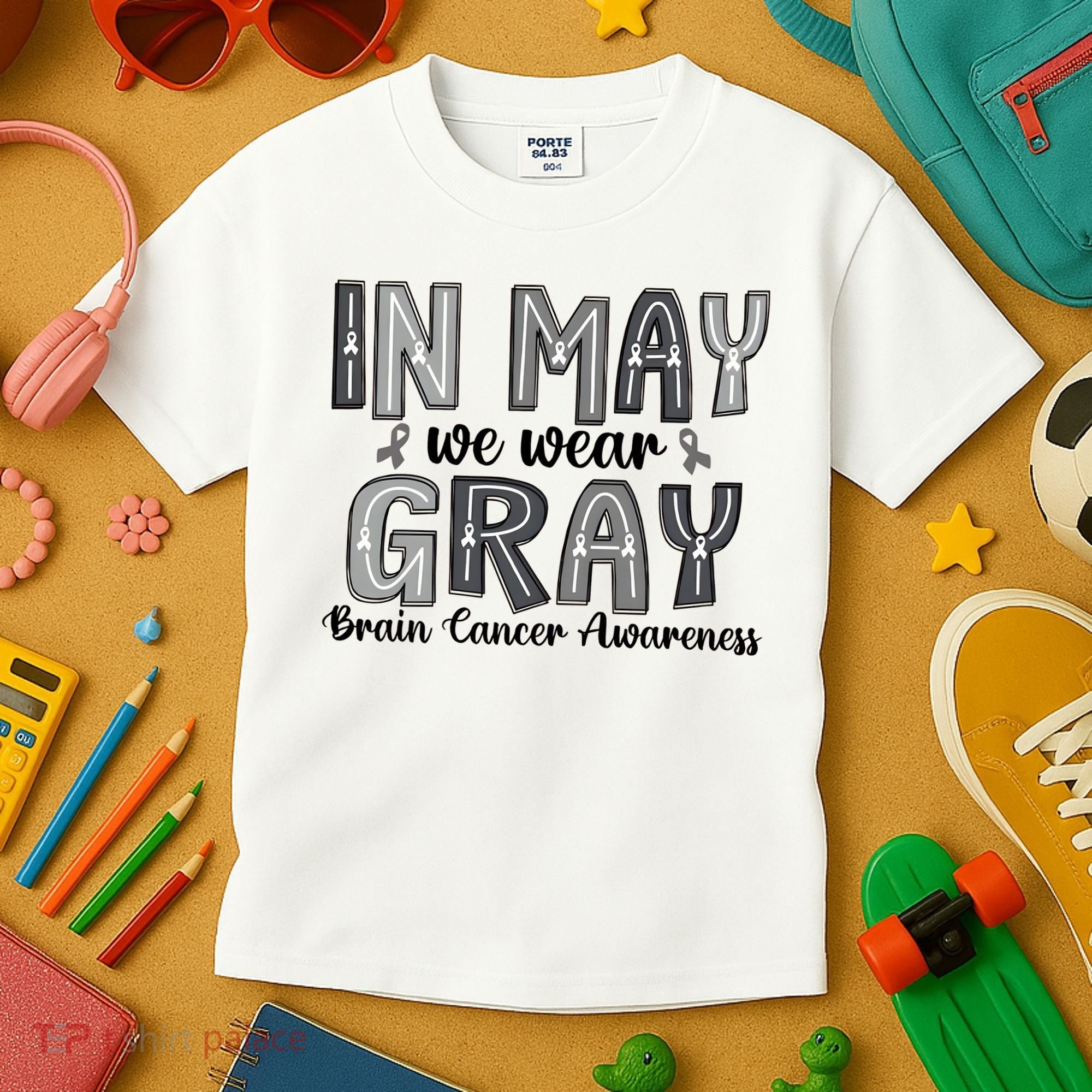 Brain Cancer Awareness Month In May We Wear Gray Kids T-Shirt