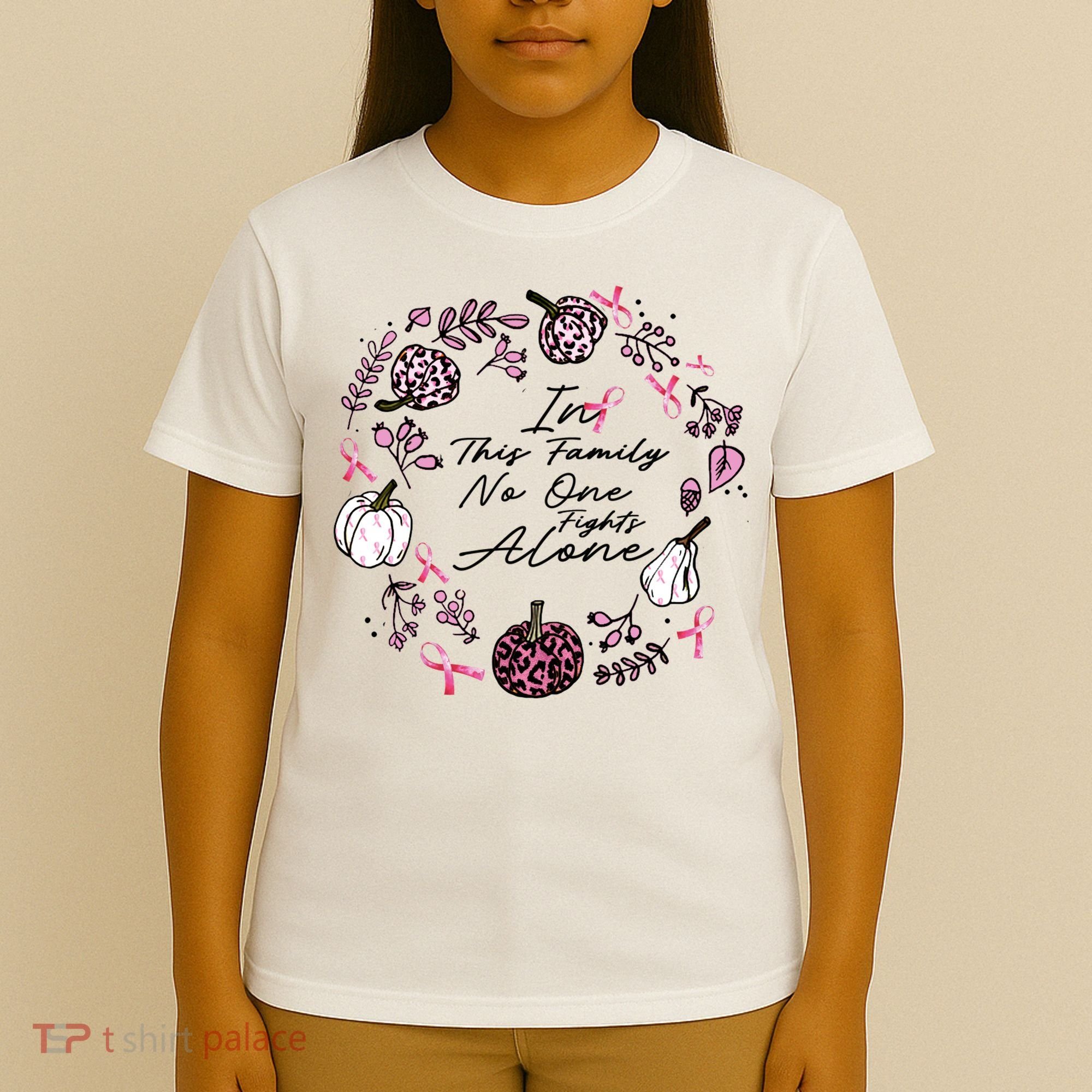 Breast Cancer Awareness In This Family No One Fights Alone Pink Ribbon T-Shirt