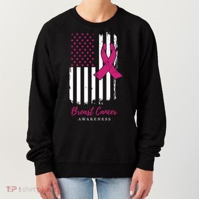 Breast Cancer Awareness US Flag Women's Sweatshirt