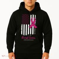 Breast Cancer Awareness US Flag Hoodie thumb 2