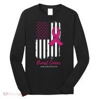 Breast Cancer Awareness US Flag Long Sleeve Shirt thumb 0