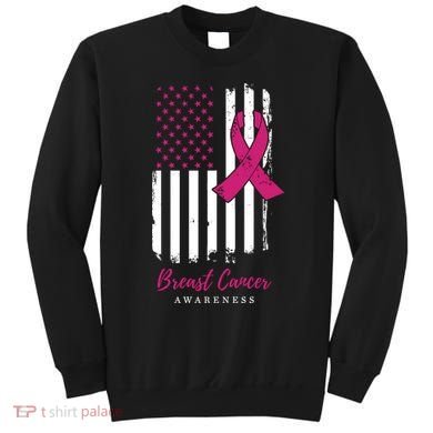 Breast Cancer Awareness US Flag Sweatshirt
