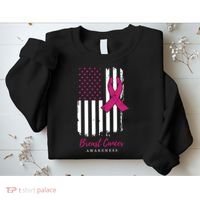 Breast Cancer Awareness US Flag Sweatshirt thumb 2