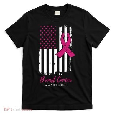 Breast Cancer Awareness US Flag T-Shirt