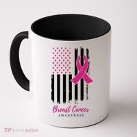 Breast Cancer Awareness US Flag Coffee Mug thumb 0