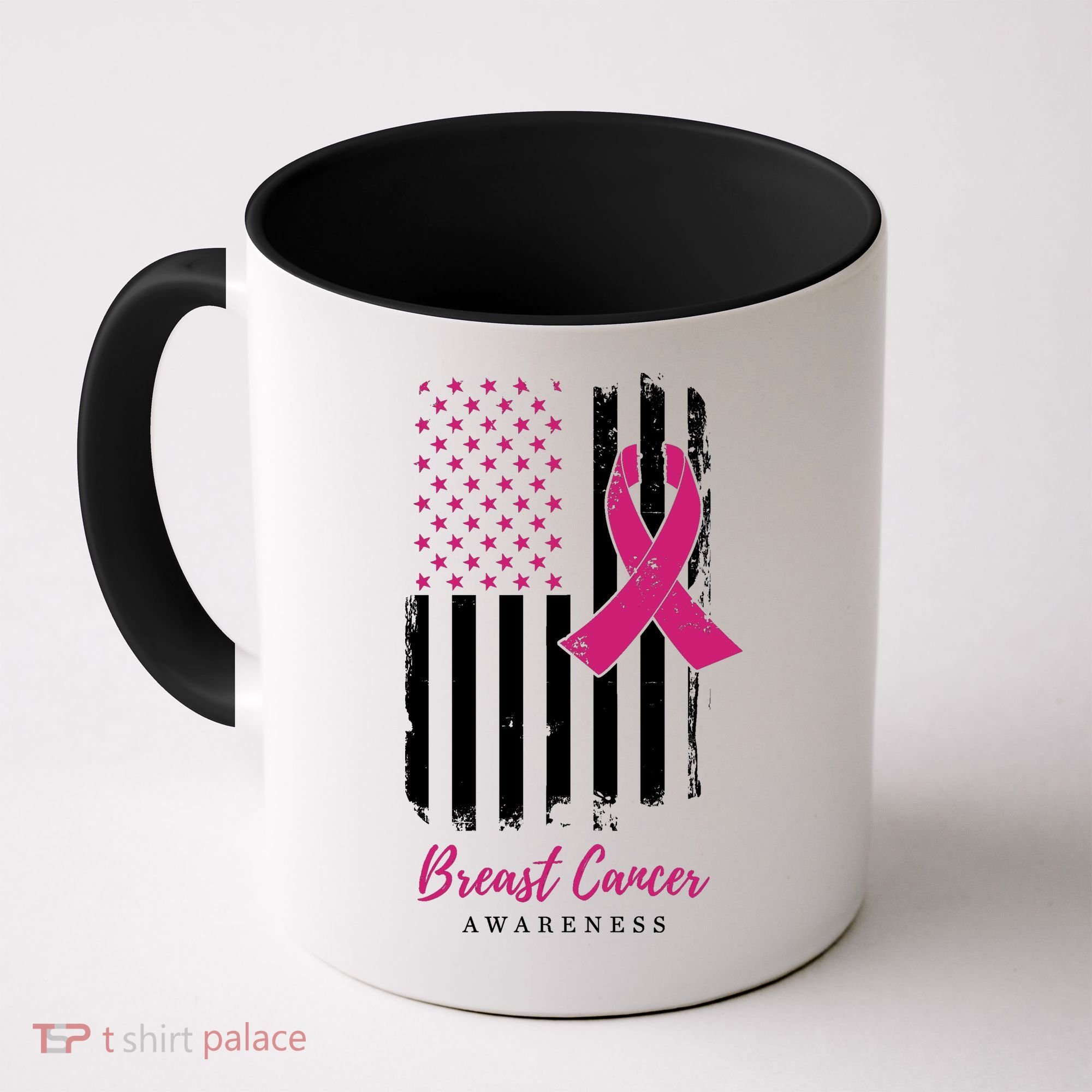 Breast Cancer Awareness US Flag Coffee Mug