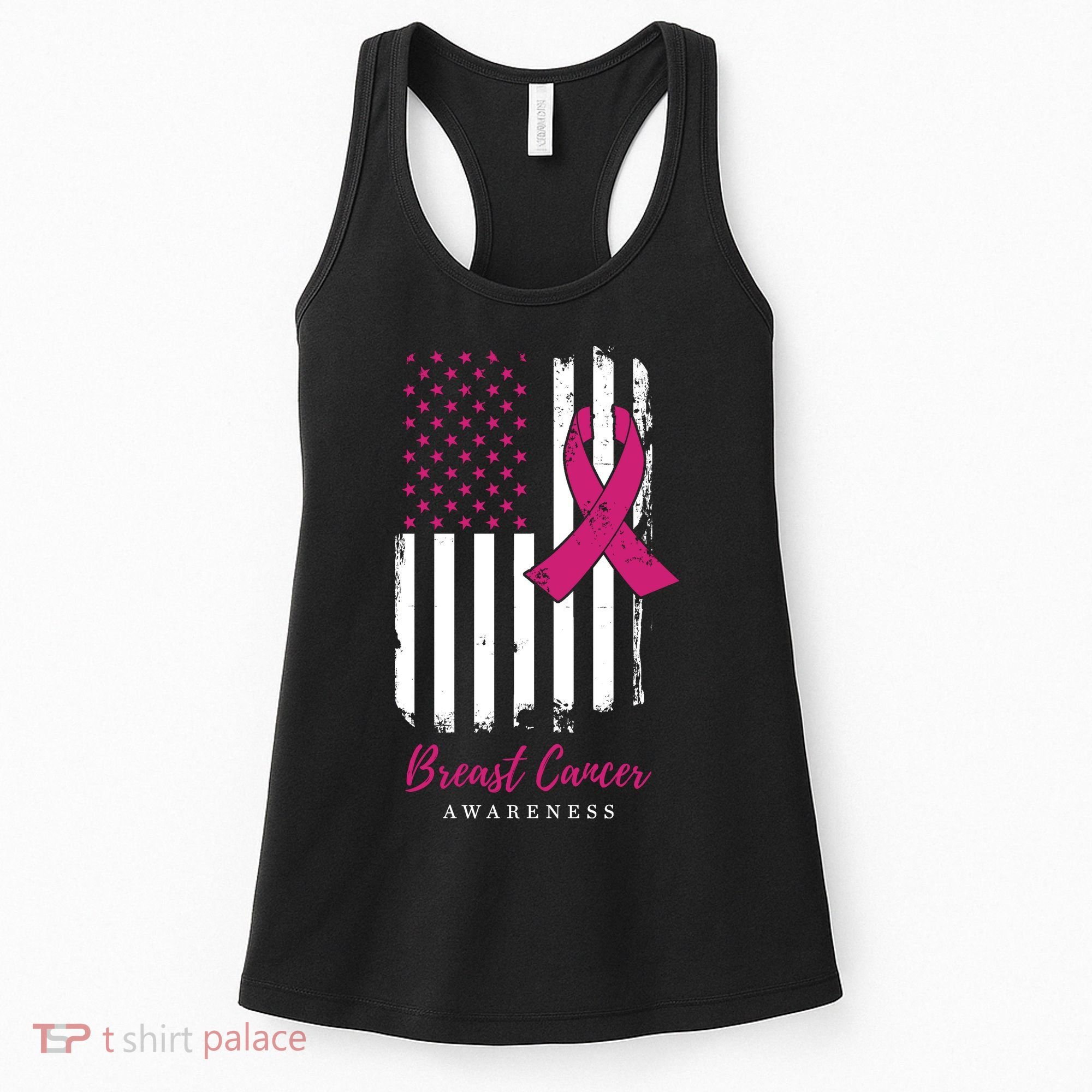 Breast Cancer Awareness US Flag Women's Tank Top