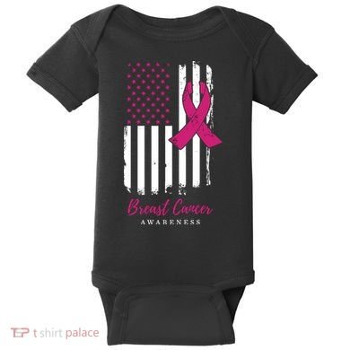 Breast Cancer Awareness US Flag Baby Bodysuit