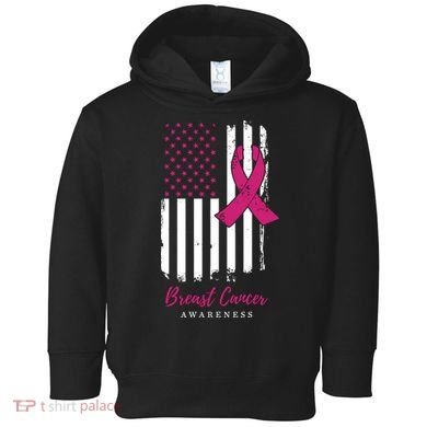 Breast Cancer Awareness US Flag Toddler Hoodie