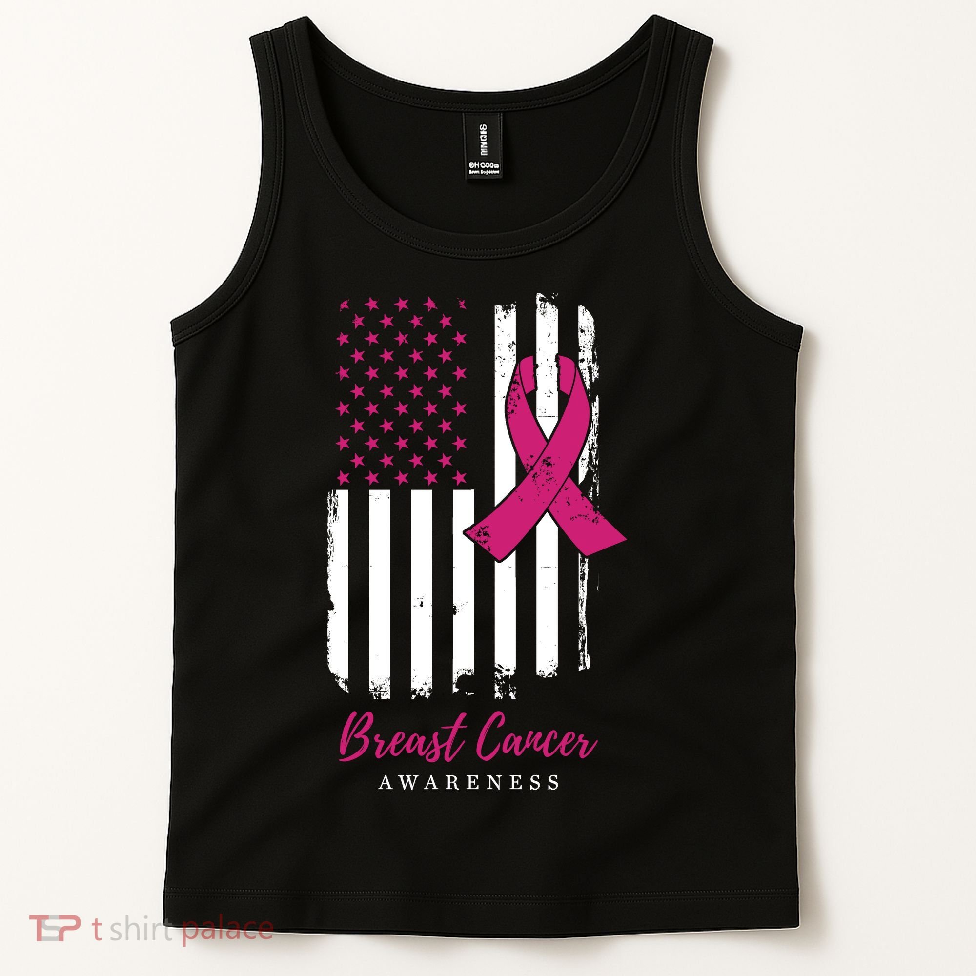 Breast Cancer Awareness US Flag Tank Top