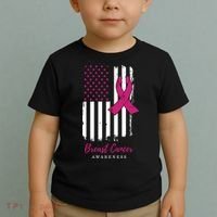 Breast Cancer Awareness US Flag Toddler T-Shirt thumb 2