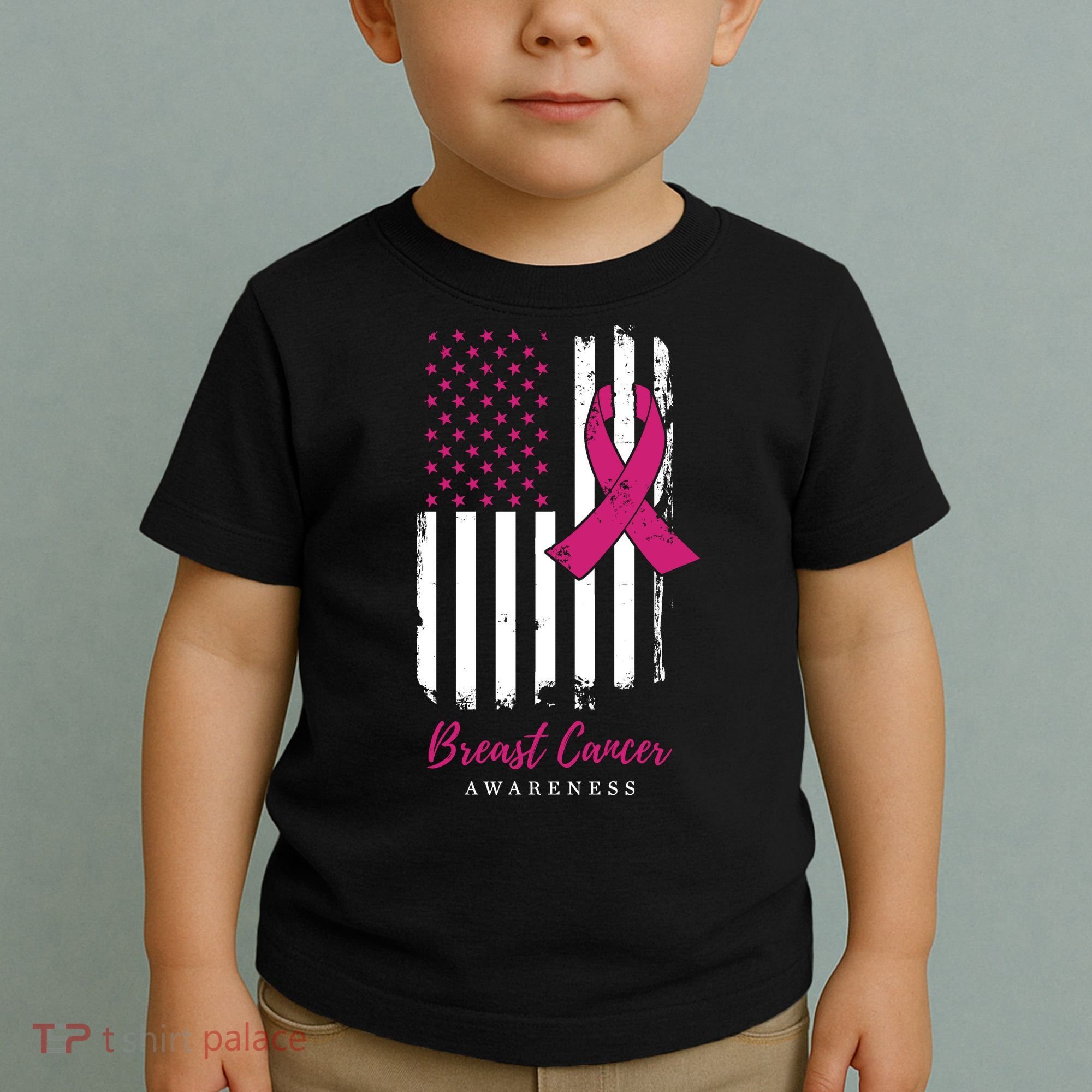 Breast Cancer Awareness US Flag Toddler T-Shirt
