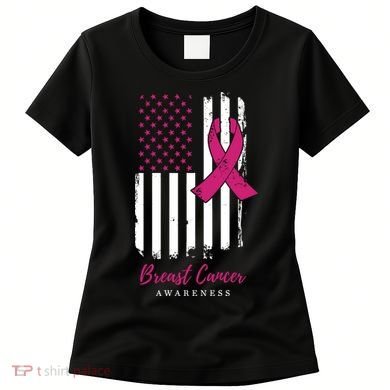 Breast Cancer Awareness US Flag Women's T-Shirt