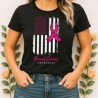 Breast Cancer Awareness US Flag Women's T-Shirt thumb 2