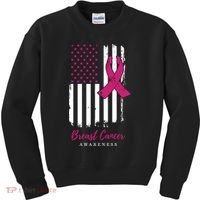 Breast Cancer Awareness US Flag Kids Sweatshirt thumb 0
