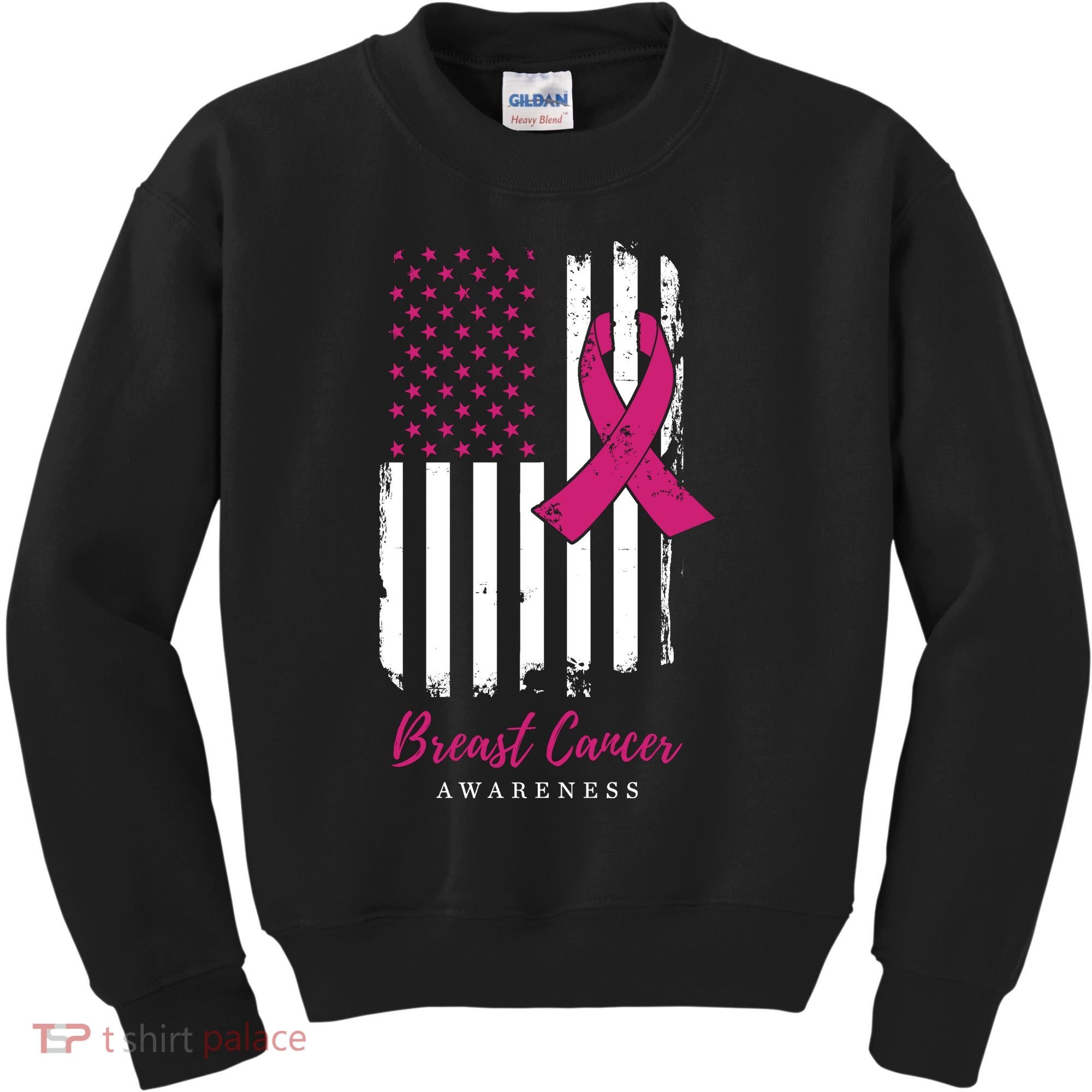 Breast Cancer Awareness US Flag Kids Sweatshirt