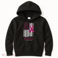 Breast Cancer Awareness US Flag Kids Hoodie thumb 0