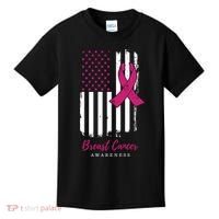 Breast Cancer Awareness US Flag Kids T-Shirt thumb 0