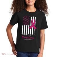 Breast Cancer Awareness US Flag Kids T-Shirt thumb 2
