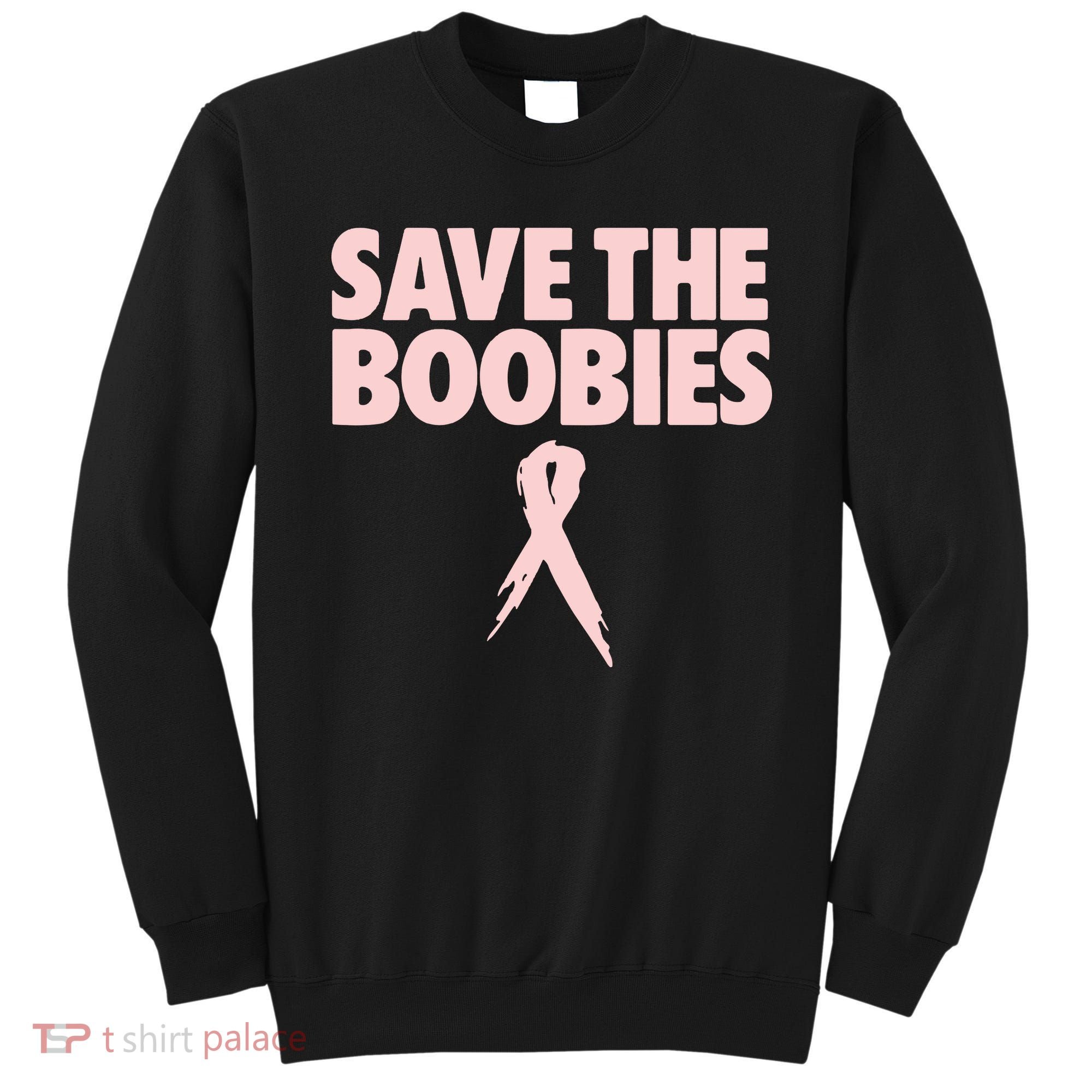Breast Cancer Awareness Save The Boobies Ribbon Halloween Sweatshirt