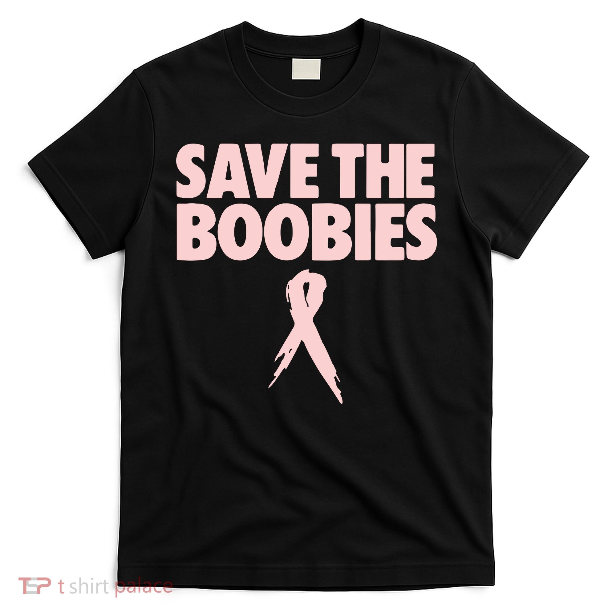 Breast Cancer Awareness Save The Boobies Ribbon Halloween T-Shirt