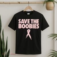 Breast Cancer Awareness Save The Boobies Ribbon Halloween T-Shirt thumb 2