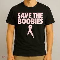 Breast Cancer Awareness Save The Boobies Ribbon Halloween T-Shirt thumb 3