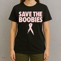 Breast Cancer Awareness Save The Boobies Ribbon Halloween T-Shirt thumb 4