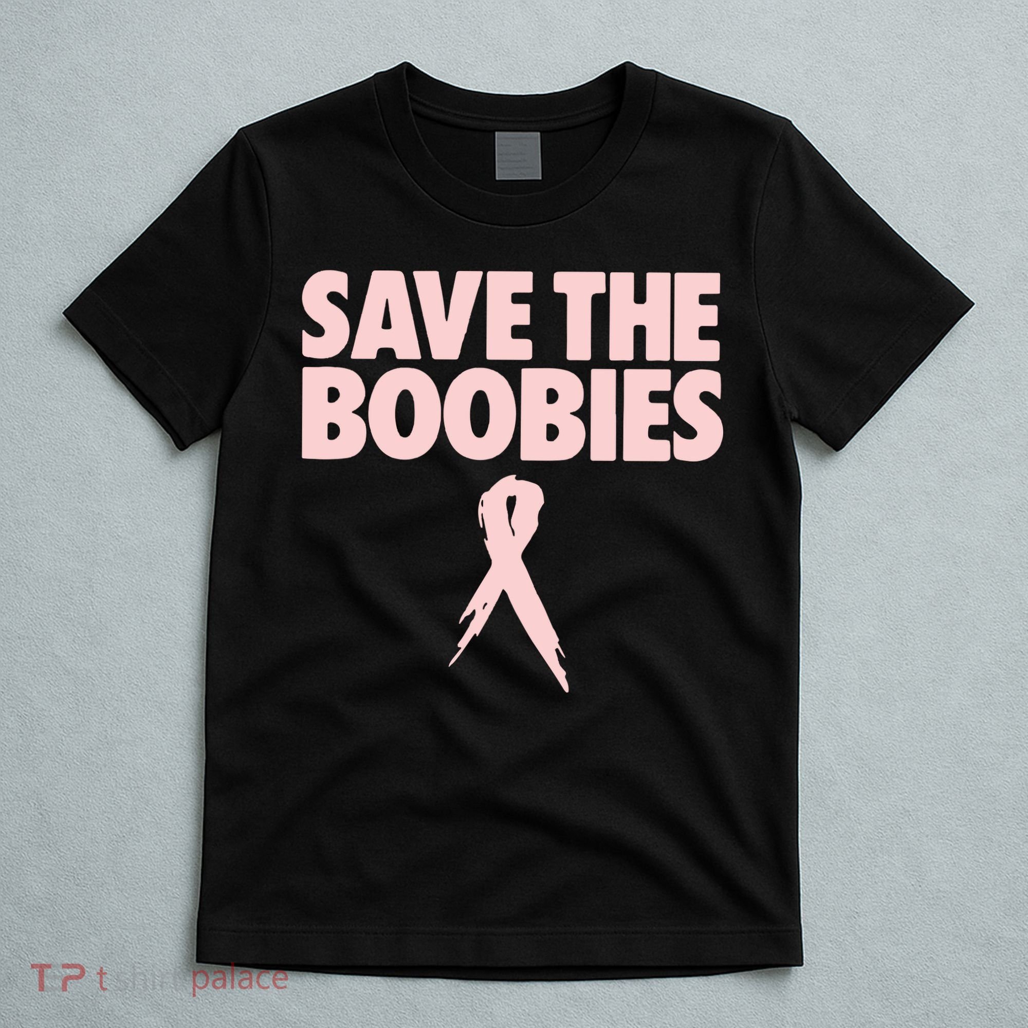 Breast Cancer Awareness Save The Boobies Ribbon Halloween T-Shirt