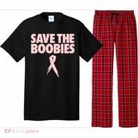 Breast Cancer Awareness Save The Boobies Ribbon Halloween Pajama Set thumb 0