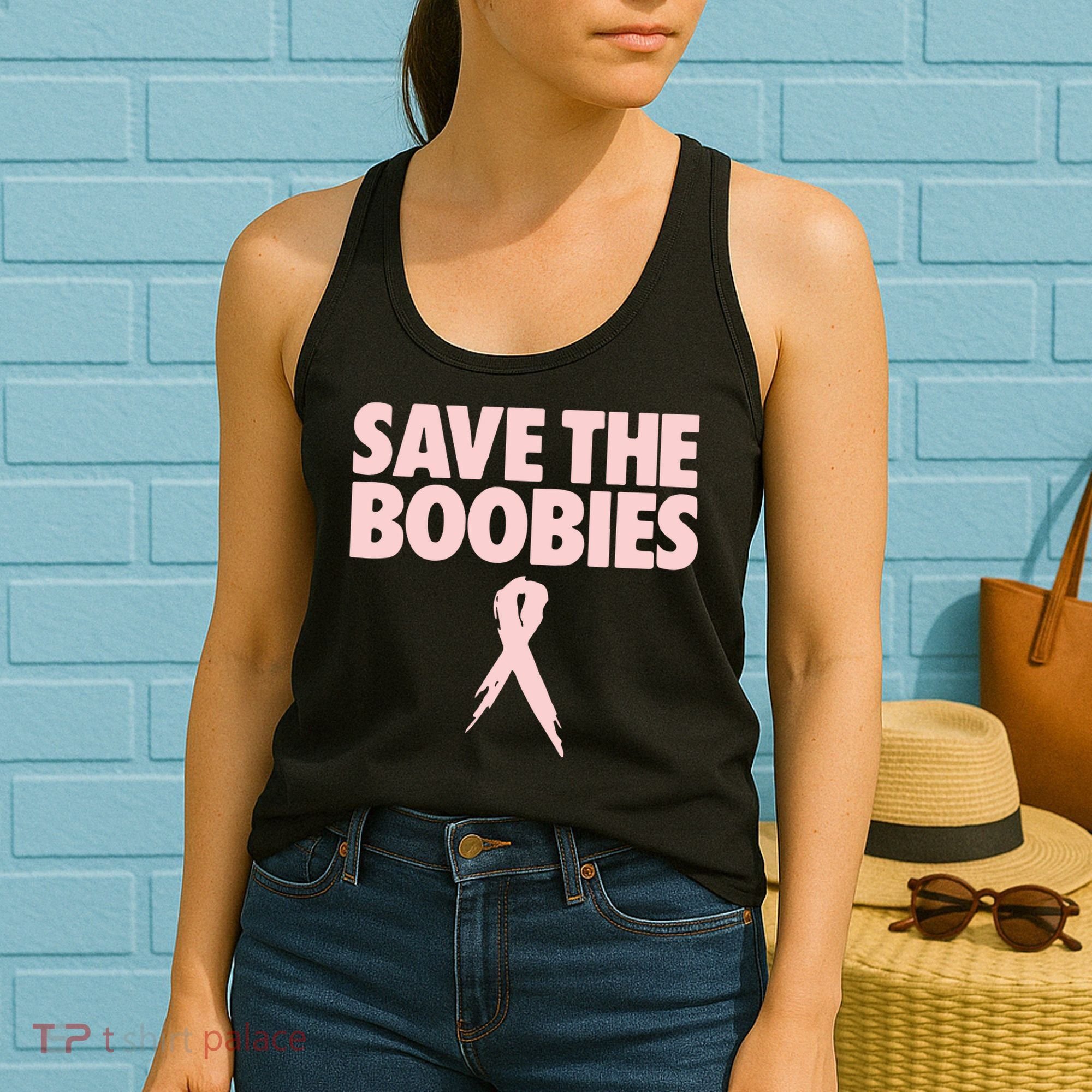 Breast Cancer Awareness Save The Boobies Ribbon Halloween Women's Tank Top
