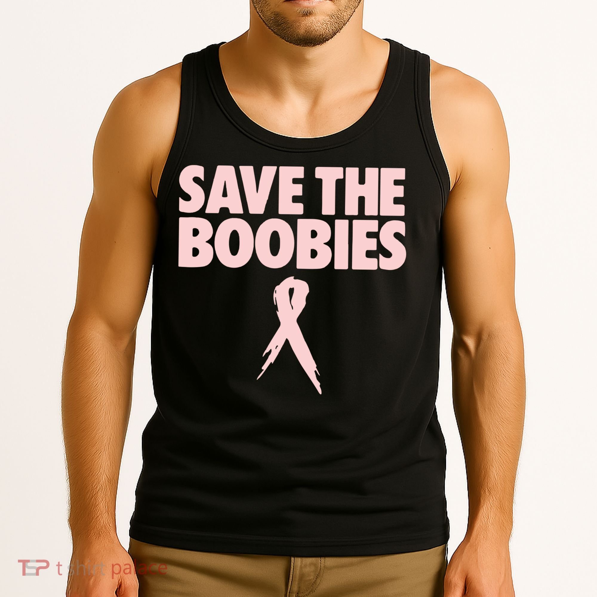 Breast Cancer Awareness Save The Boobies Ribbon Halloween Tank Top