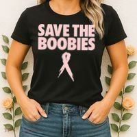 Breast Cancer Awareness Save The Boobies Ribbon Halloween Women's T-Shirt thumb 2