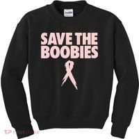 Breast Cancer Awareness Save The Boobies Ribbon Halloween Kids Sweatshirt thumb 0