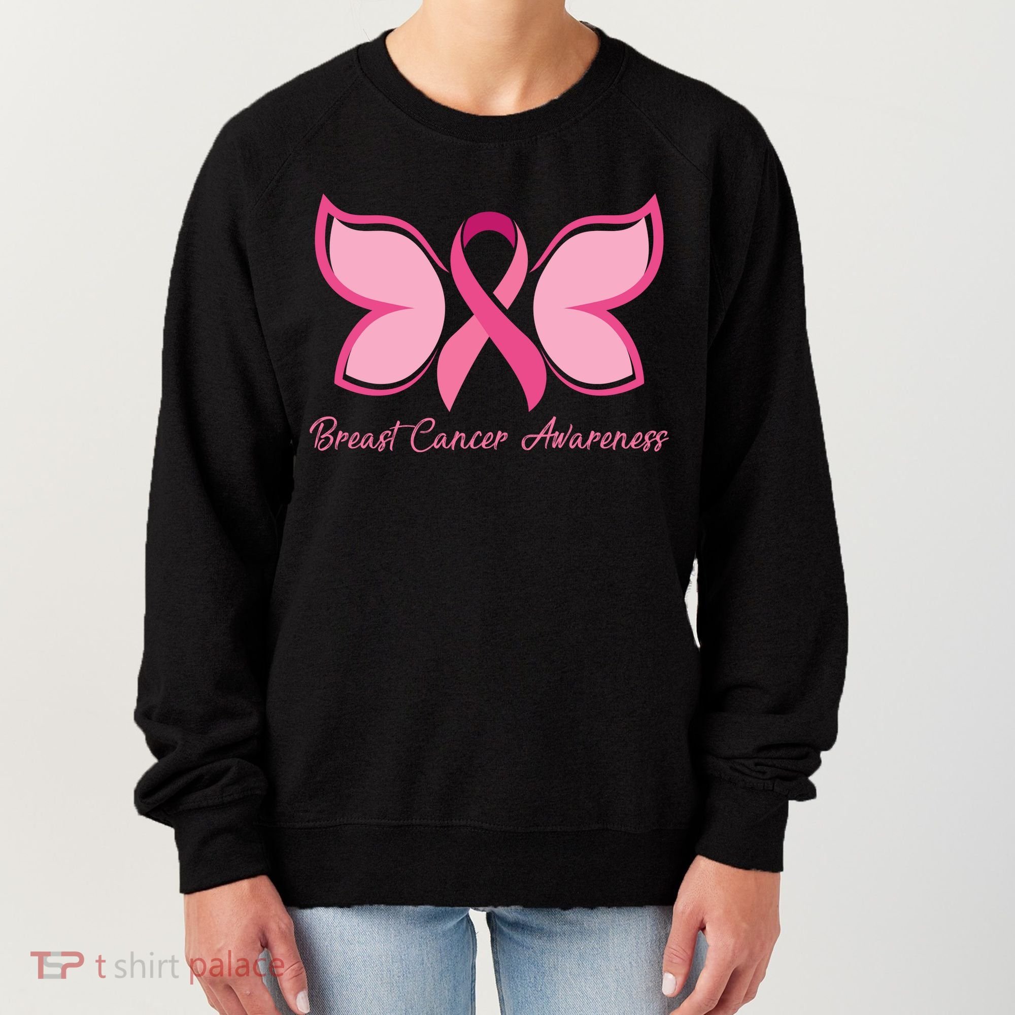 Breast Cancer Awareness Butterfly Pink Ribbon Women's Sweatshirt