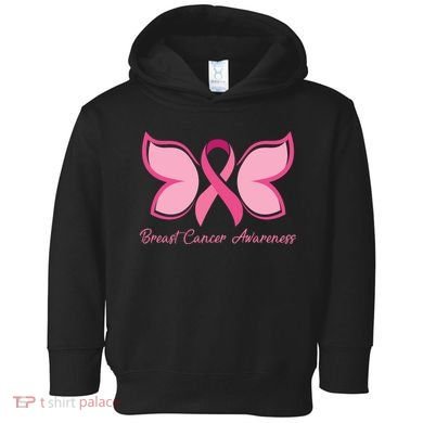 Breast Cancer Awareness Butterfly Pink Ribbon Toddler Hoodie