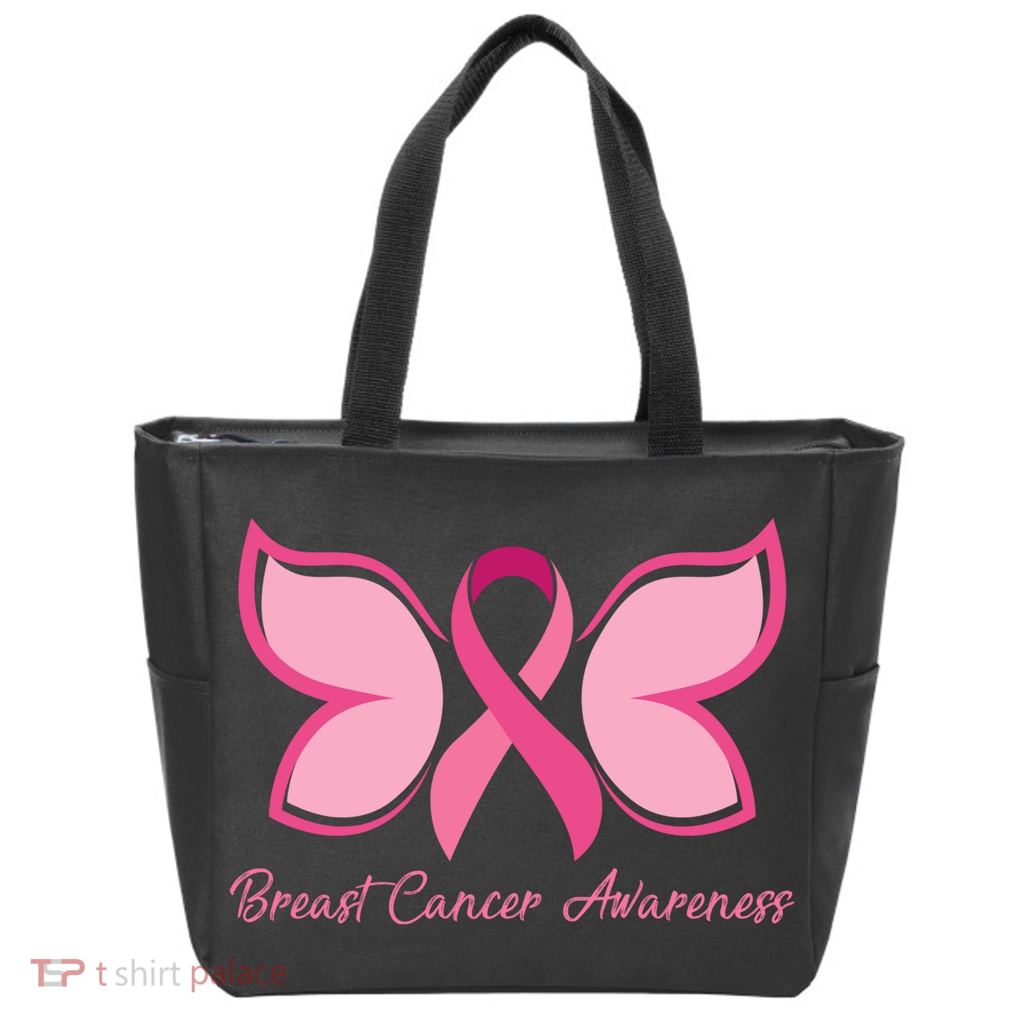 Breast Cancer Awareness Butterfly Pink Ribbon Tote Bag