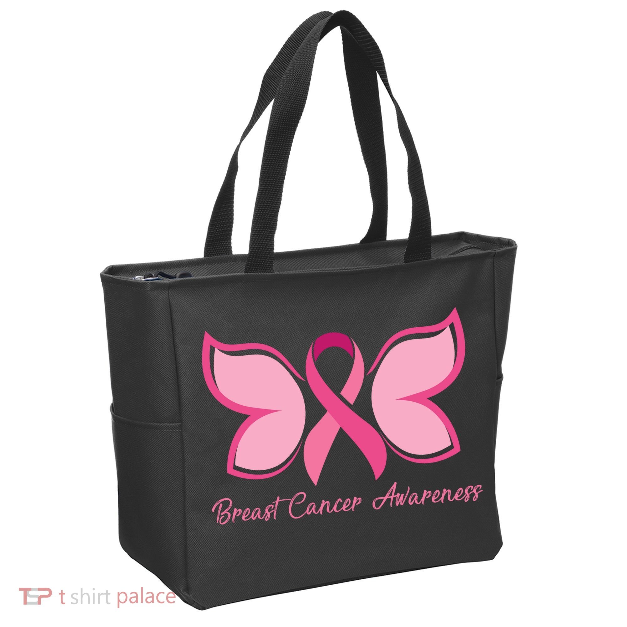 Breast Cancer Awareness Butterfly Pink Ribbon Tote Bag