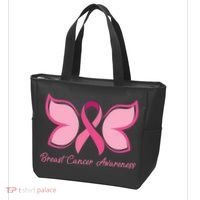 Breast Cancer Awareness Butterfly Pink Ribbon Tote Bag thumb 3