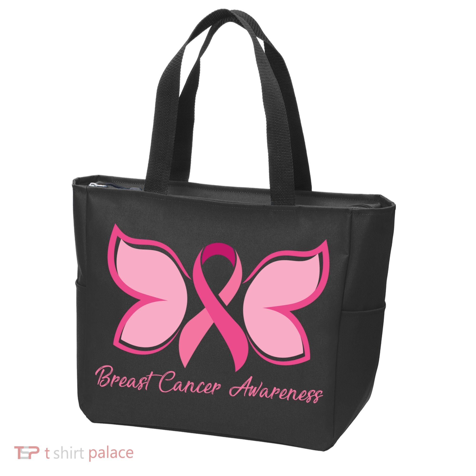 Breast Cancer Awareness Butterfly Pink Ribbon Tote Bag