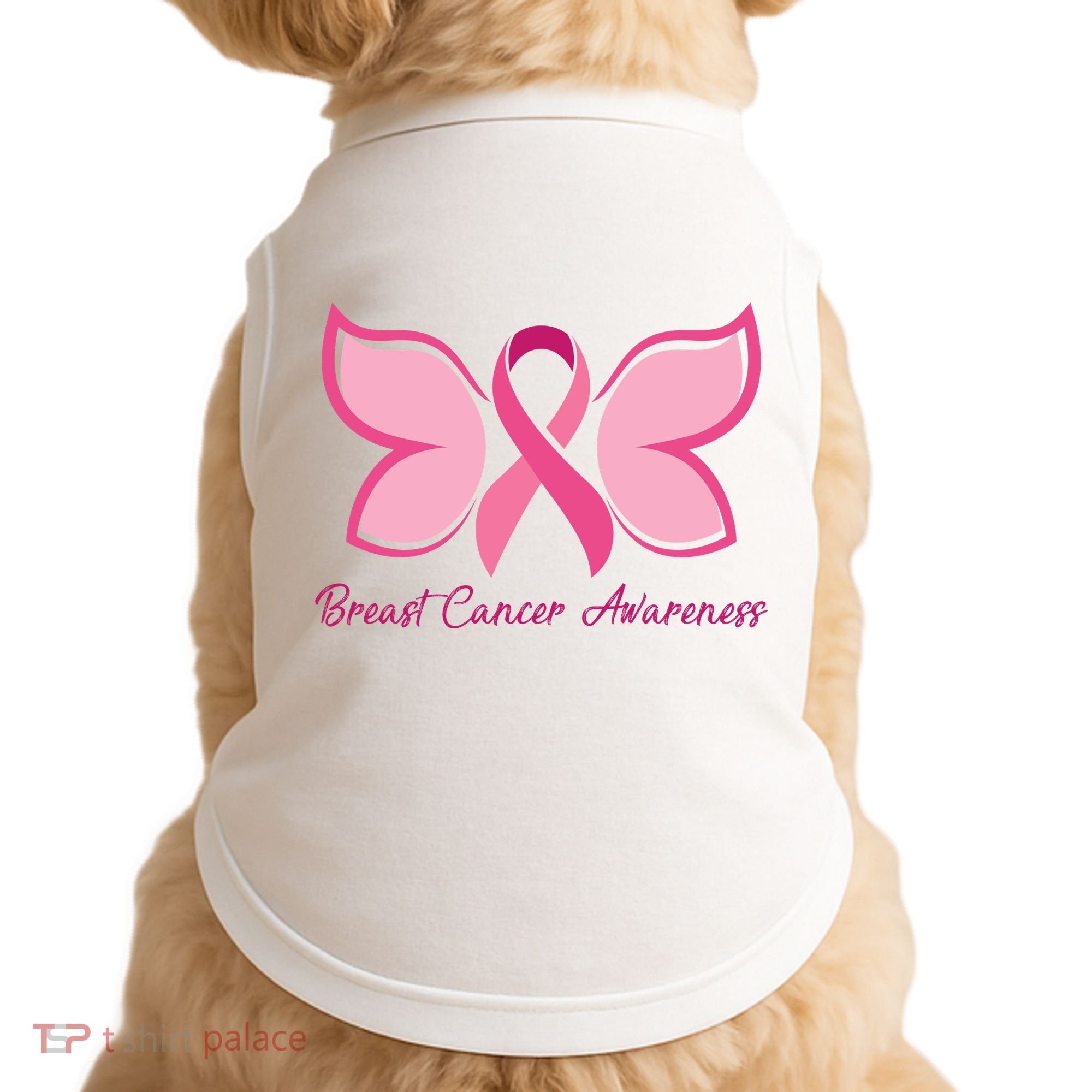 Breast Cancer Awareness Butterfly Pink Ribbon Doggie Tank