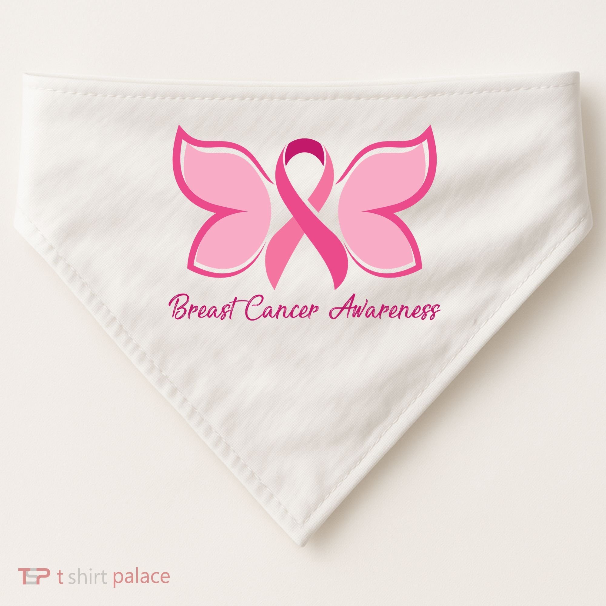 Breast Cancer Awareness Butterfly Pink Ribbon USA-Made Doggie Bandana