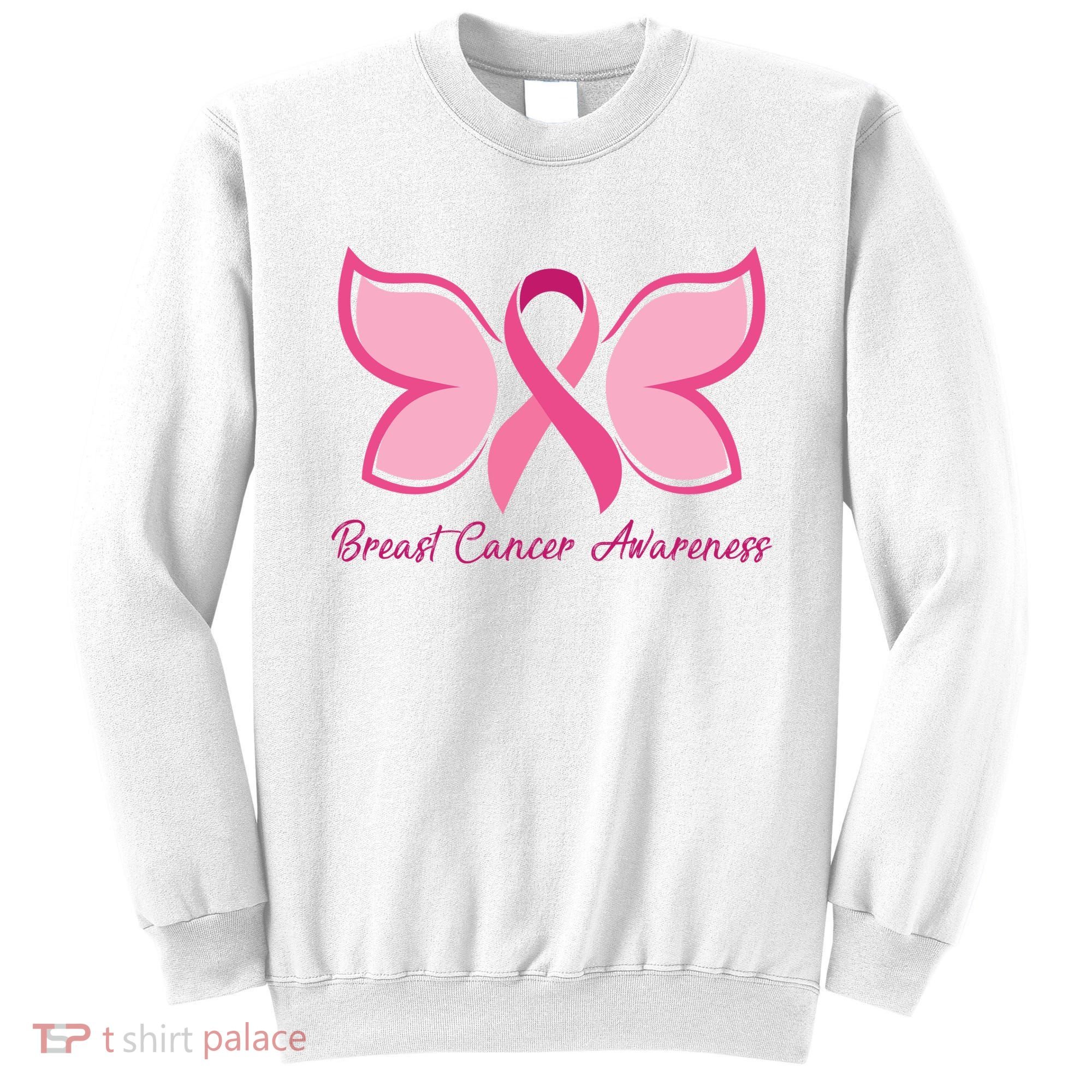 Breast Cancer Awareness Butterfly Pink Ribbon Sweatshirt
