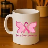 Breast Cancer Awareness Butterfly Pink Ribbon Coffee Mug thumb 4
