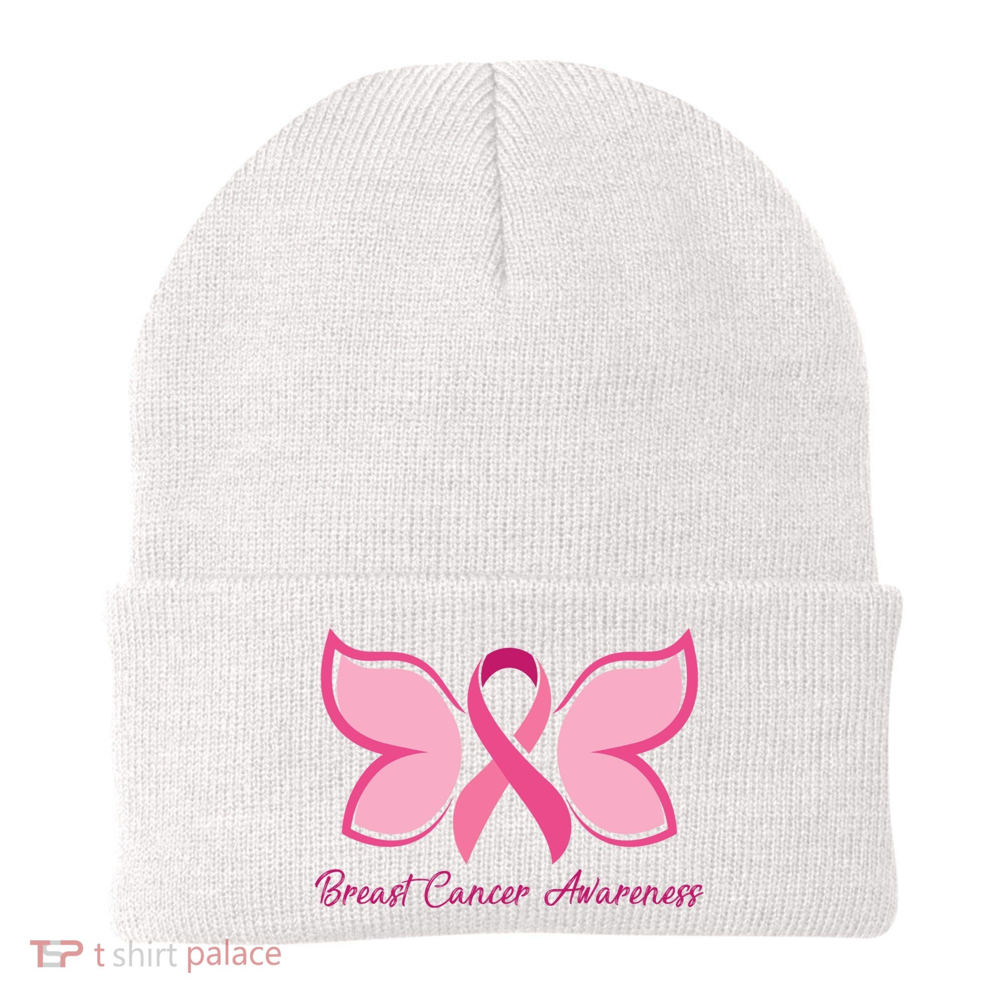 Breast Cancer Awareness Butterfly Pink Ribbon Beanie