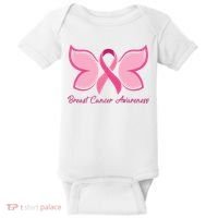 Breast Cancer Awareness Butterfly Pink Ribbon Baby Bodysuit thumb 0