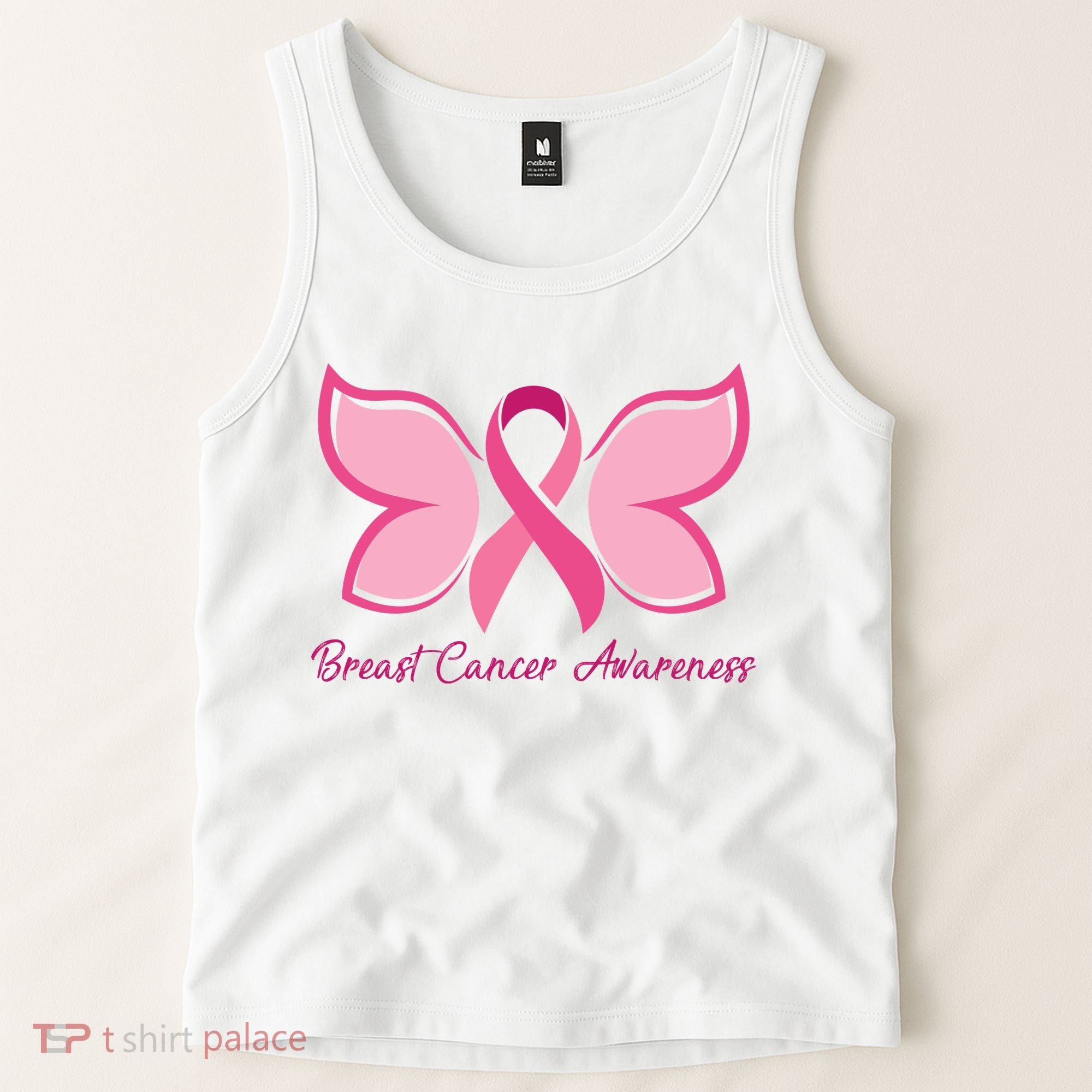 Breast Cancer Awareness Butterfly Pink Ribbon Tank Top